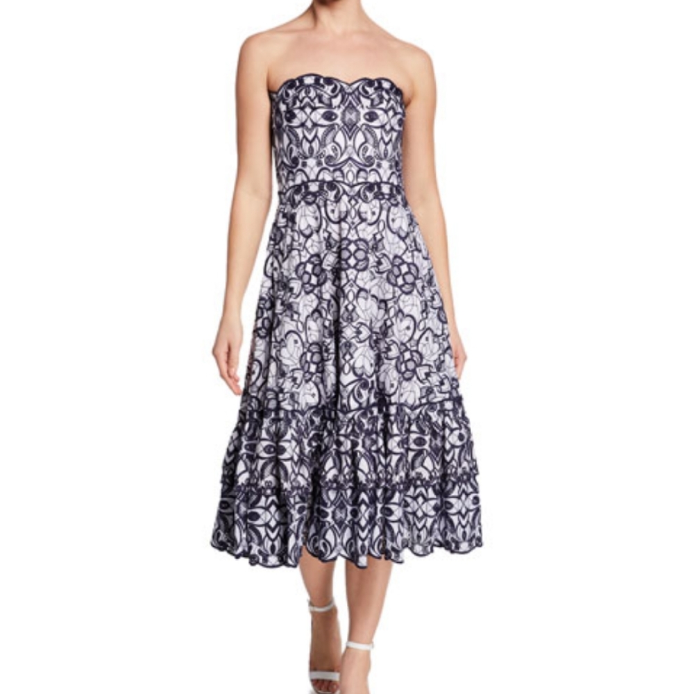 Jonathan Simkhai Scalloped Eyelet Midi Dress